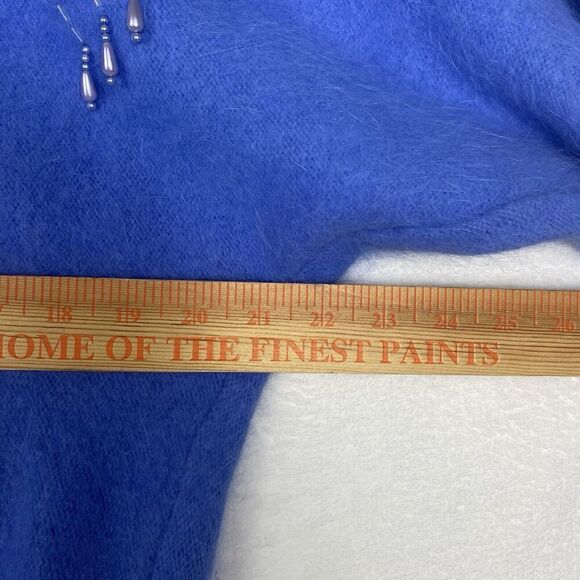 Minali Sweater Womens Small Blue Angora Hand Embroidered Lightweight Pullover - Picture 5 of 8